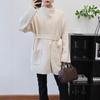Autumn and Winter New Medium and Long Belt Temperament Knitted Cardigan Design Sense Solid Color Loose Sweater Jacket Women