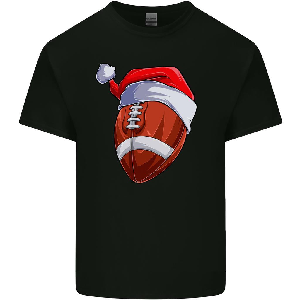 Christmas American Football Santa Hat Xmas Unisexs Light Cotton TShirt