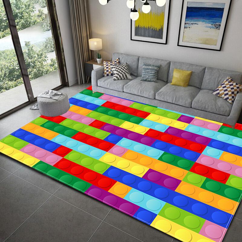 

3D Print Colorful Geometric Block Living Room Rugs Non-Slip Hallway Bedroom Bathroom Mat Home Entrance Carpet Kitchen Floor Mat 40x60cm