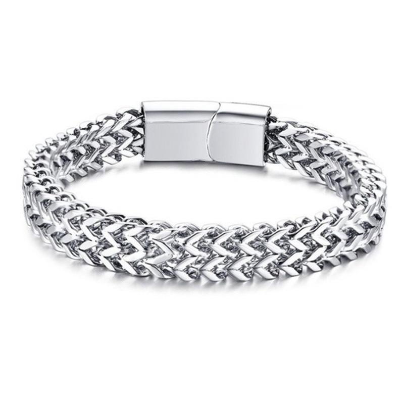Men's Starry Sky Double-Layer Magnetic Buckle Bracelet - Titanium Steel Punk Chain Jewelry