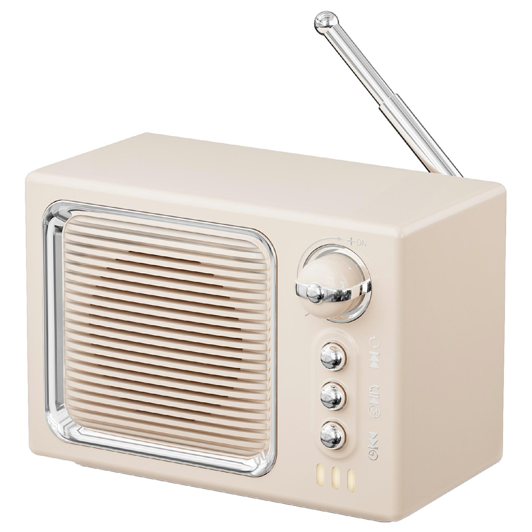 

BT 5.0 White Noise Sleep Speaker Retro Mini TV Design Sound Box Wireless Music Player with FM Radio Beige