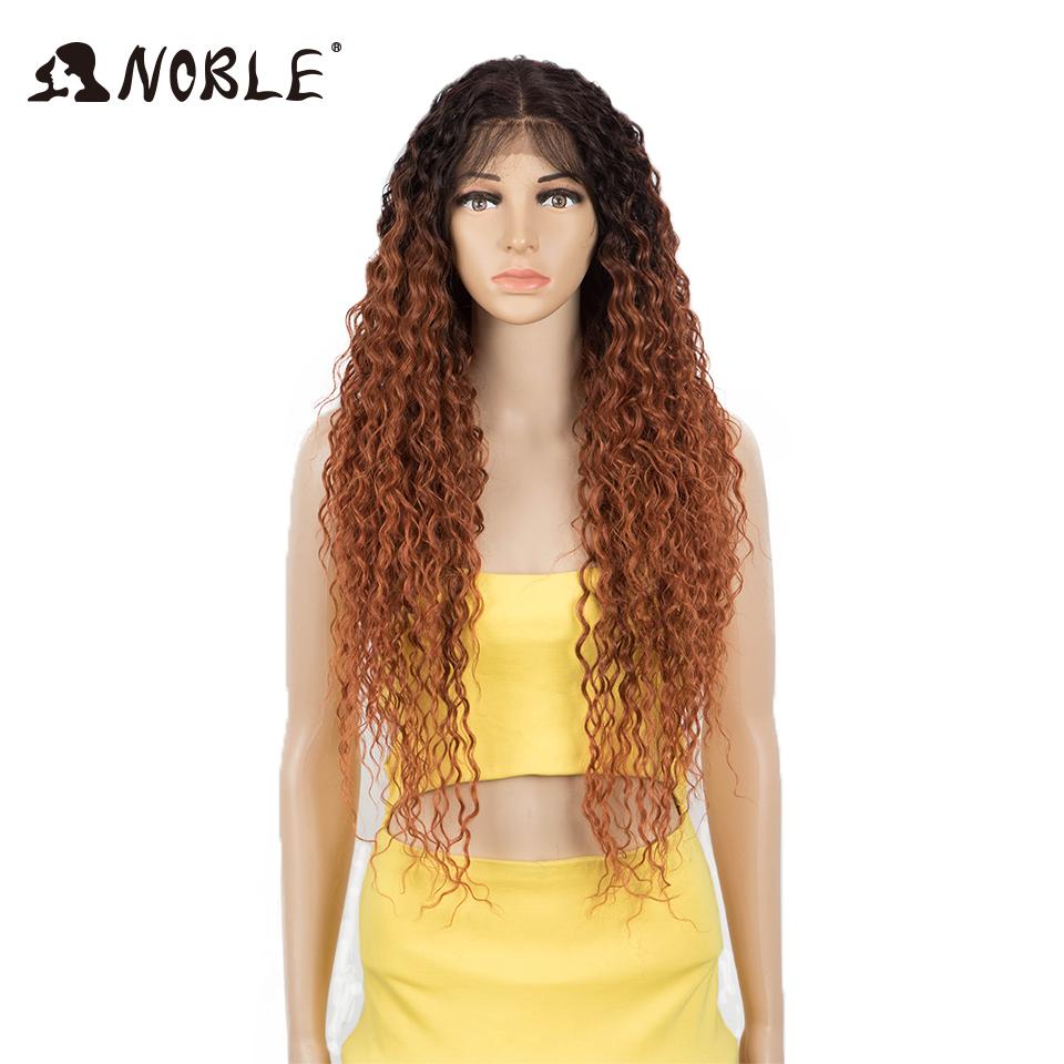 Noble Synthetic Lace Wigs For Black Women Middle Part Long 30" Ombre Blonde Wig With Dark Roots Wavy Heat Resistant Lace Wig