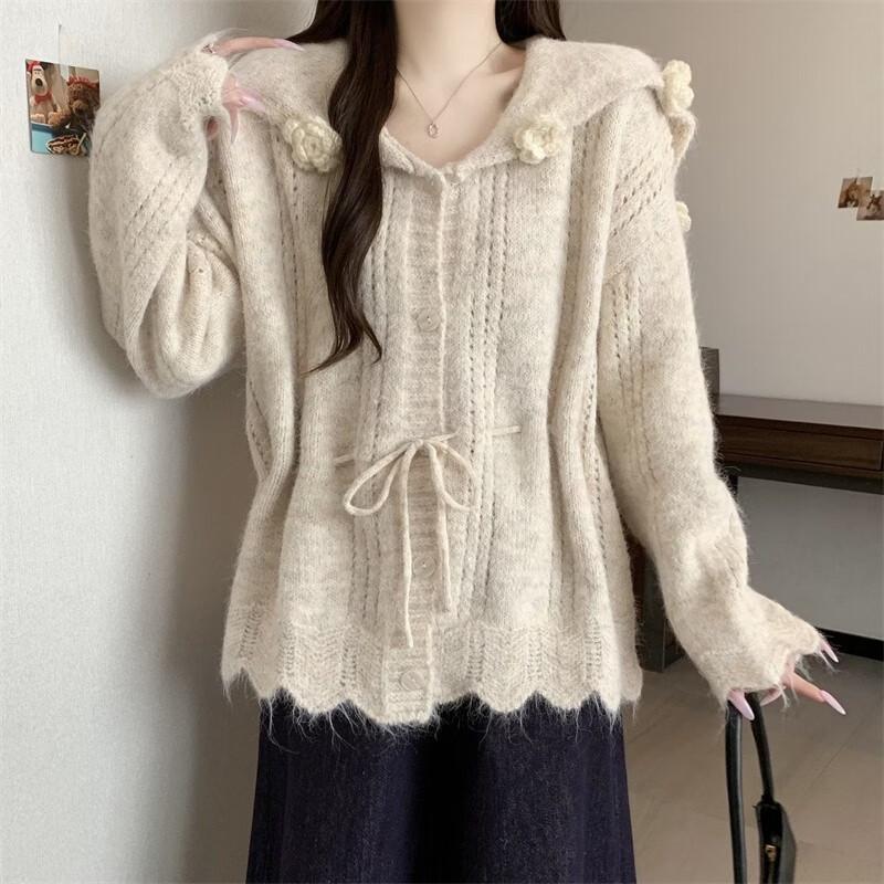 La Chapelle Women's Sailor Collar Knit Cardigan