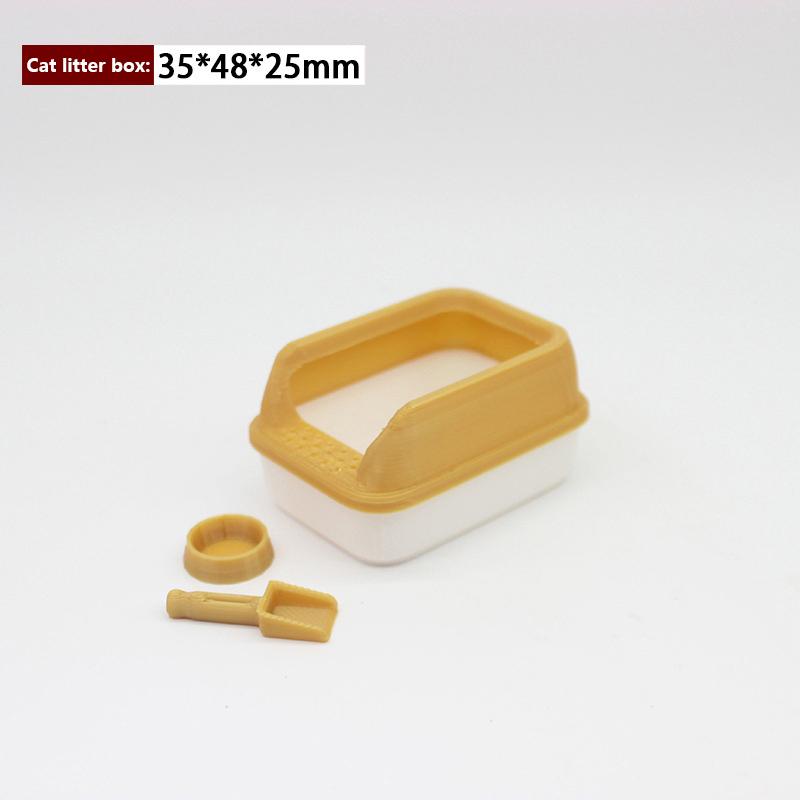 3Pcs/Set Home Decoration 1:12 Dollhouse Miniature Cat Litter Box Model Mini Shovel Pet Supplies For Doll Diy Accessories Toy