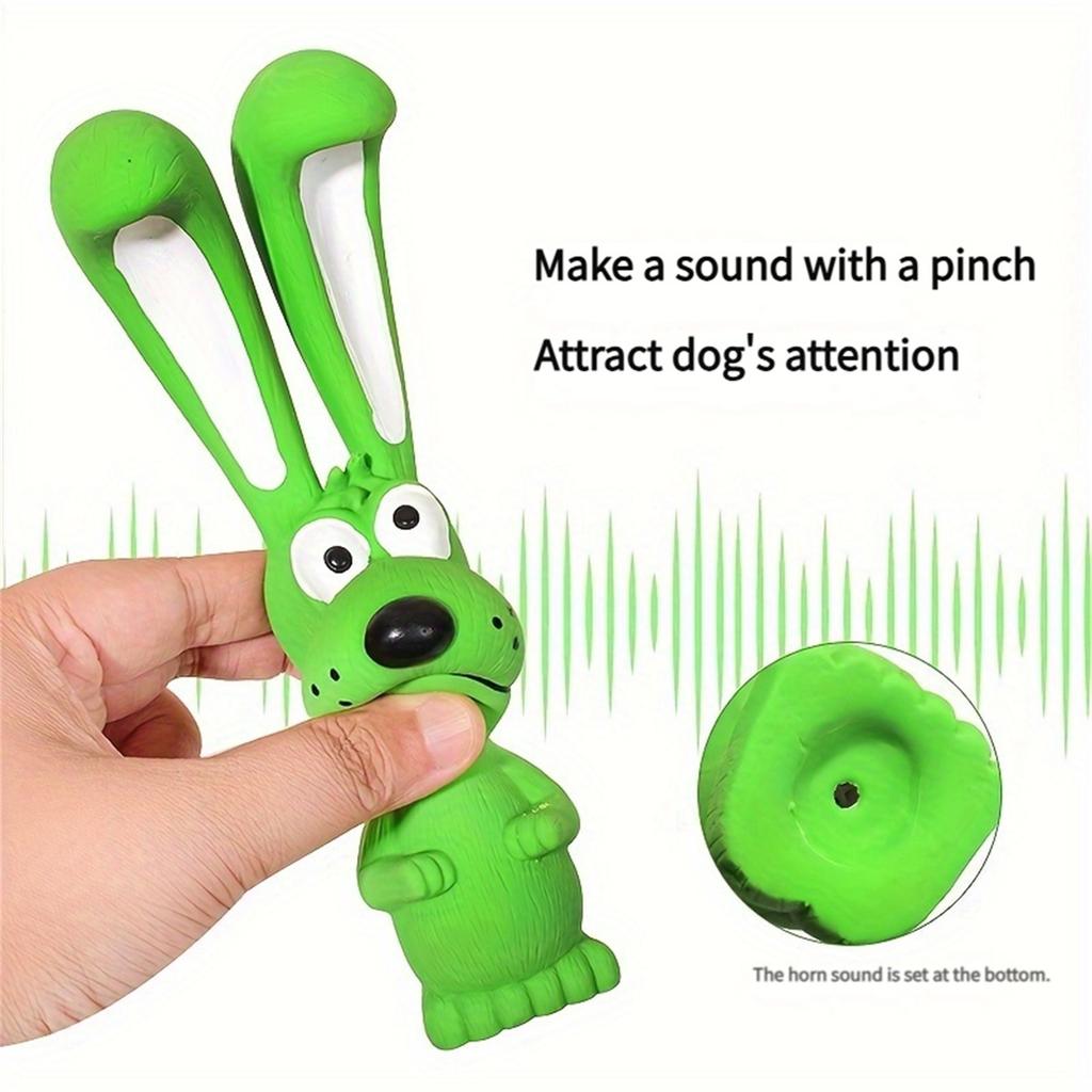Latex Squeaky Dog Toys, Long-Eared Animal Design, Natural Rubber Chew Toys For Teeth Cleaning And Interactive Play