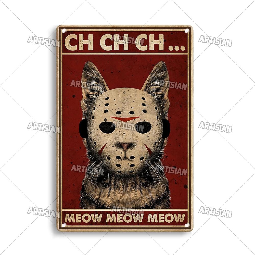 Artisian Black Cat Retro Metal Plaque Funny Pet Vintage Decorative Tin Sign Wall Decor Garage Bar Pub Club Kitchen Home Man Cave