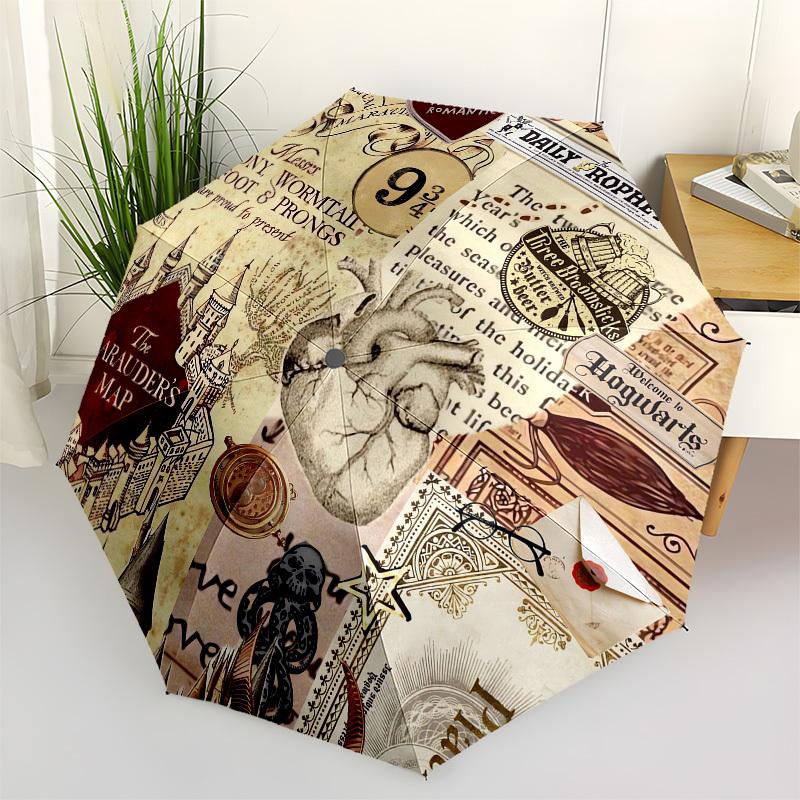 1pc Harry Potter Marauder s Map Umbrella with Plastic Handle,Cartoon Pattern,Suitable for All Seasons Multi-functional Umbrella551