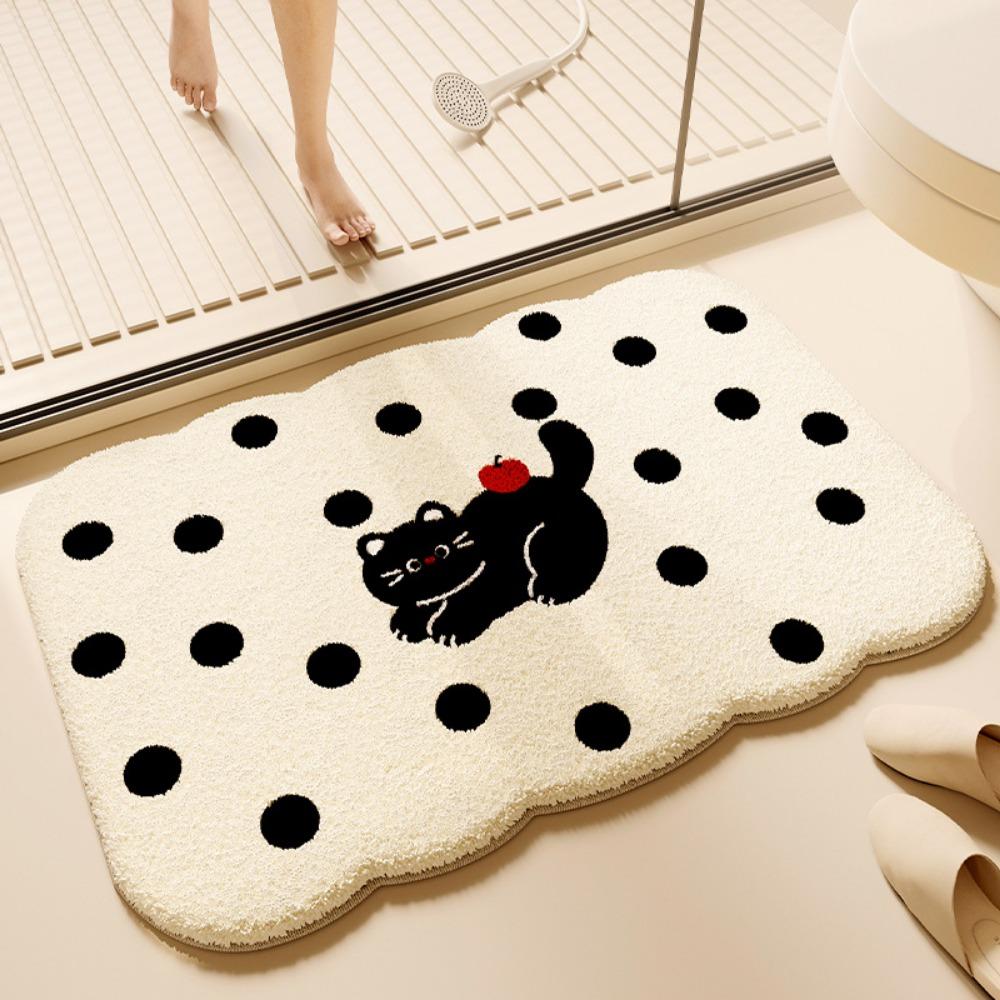 Cartoon-Druck Badezimmer Kaschmir Verdickungsmatte Bad Rutschfeste Teppiche Im Waschbecken Badewanne Boden Teppich Duschraum Fußmatte Memory Foam 3D Pad