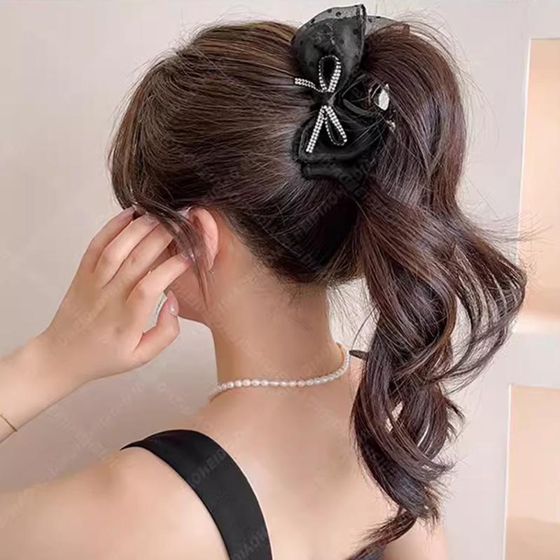 Elegante Strass Chiffon Punkt Schleife Haarklammer für Frauen Mädchen Süßer Haarschmuck Haarspangen Haarnadel Mode Haaraccessoires