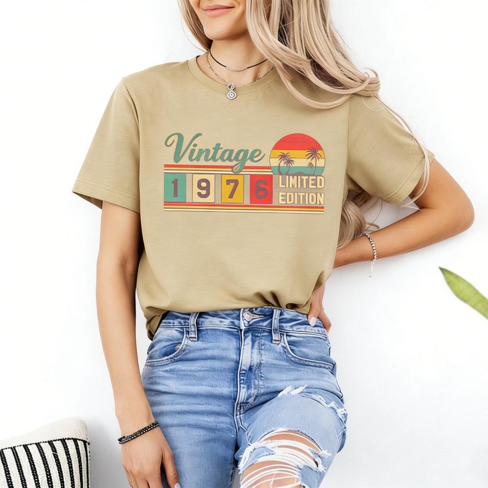 Vintage 1976 Limited Edition Birthday T-Shirt Classic Retro Style Graphic Printed Tshirt Men Women Fashion Tops