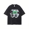 2025 New European And American Designer Series Large Size Anime Unisex's T-Shirt Retro To Do Old Washed Cotton Unisex's And Wounisex Tee