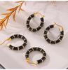 18k Gold-Plated Titanium Steel Drip Glaze Hoop Earrings - Fashionable Versatile Bamboo Design