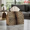 2D Flat 1pc, Tissue Box. Leopard Print Fabric Patterned Napkin Tissue Dispenser, Reusable, Daily Desktop Tissue Storage Box. Suitable for Kitchen, Liv