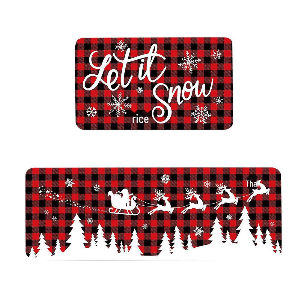 Cross-border Christmas Holiday Anti-Slip, Dirt-Resistant Kitchen Floor Mats – Long, Oil-Absorbing, Decorative Door Foot Mats