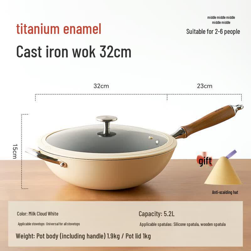 Kims Cook Temperature Series Cast Iron Enamel Wok
