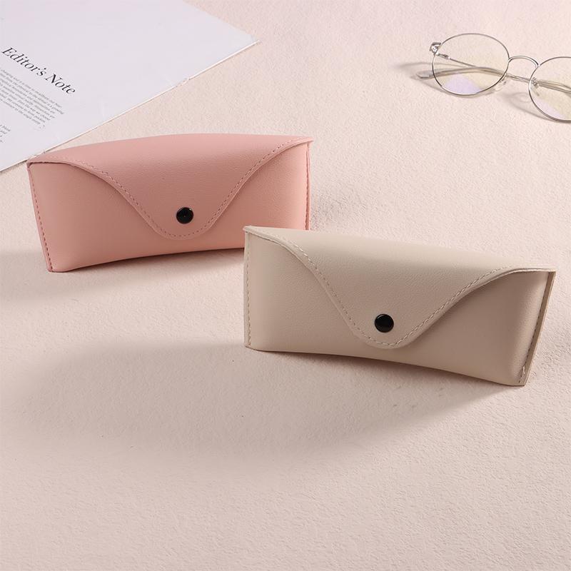 1Pc Leather Eye Glasses Sunglasses Hard Case Protector Box Portable Solid Color
