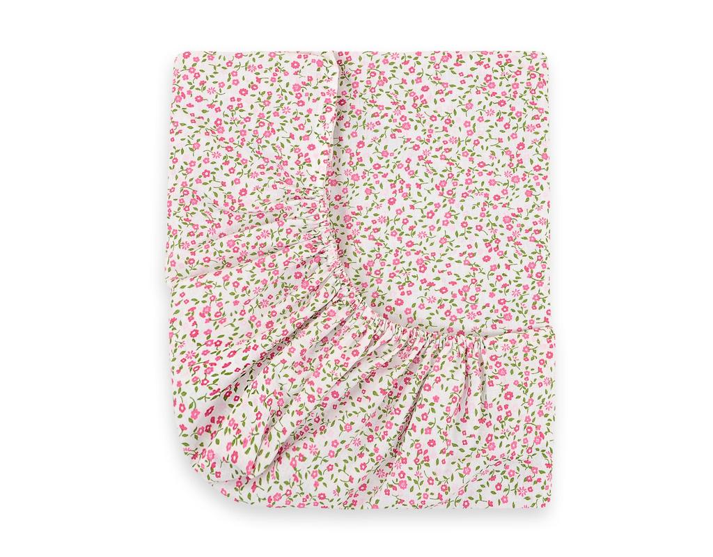 Cotton fitted sheet for a cot 120x60 cm - pink meadow