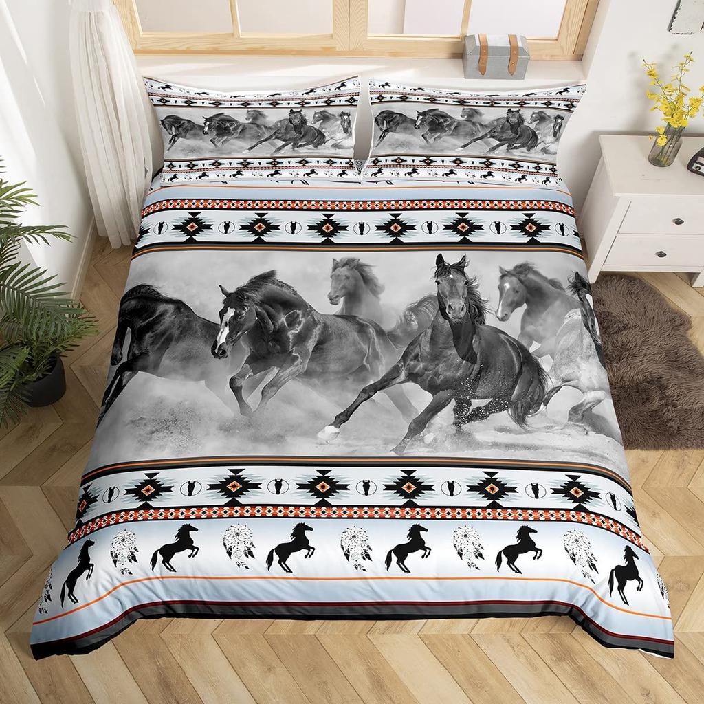 Boho Duvet Cover Southwestern Comforter Cover Ethnic Tribal Arrow Aztec Bed Set Retro Vintage Exotic Bull Cattle Bohemian Decor