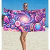 Psychedelic Liquid Swirl Beach Towel, Microfiber Sand Free Quick Dry, Retro 70s Hippie Print, Soft Absorbent for Summer & Pool