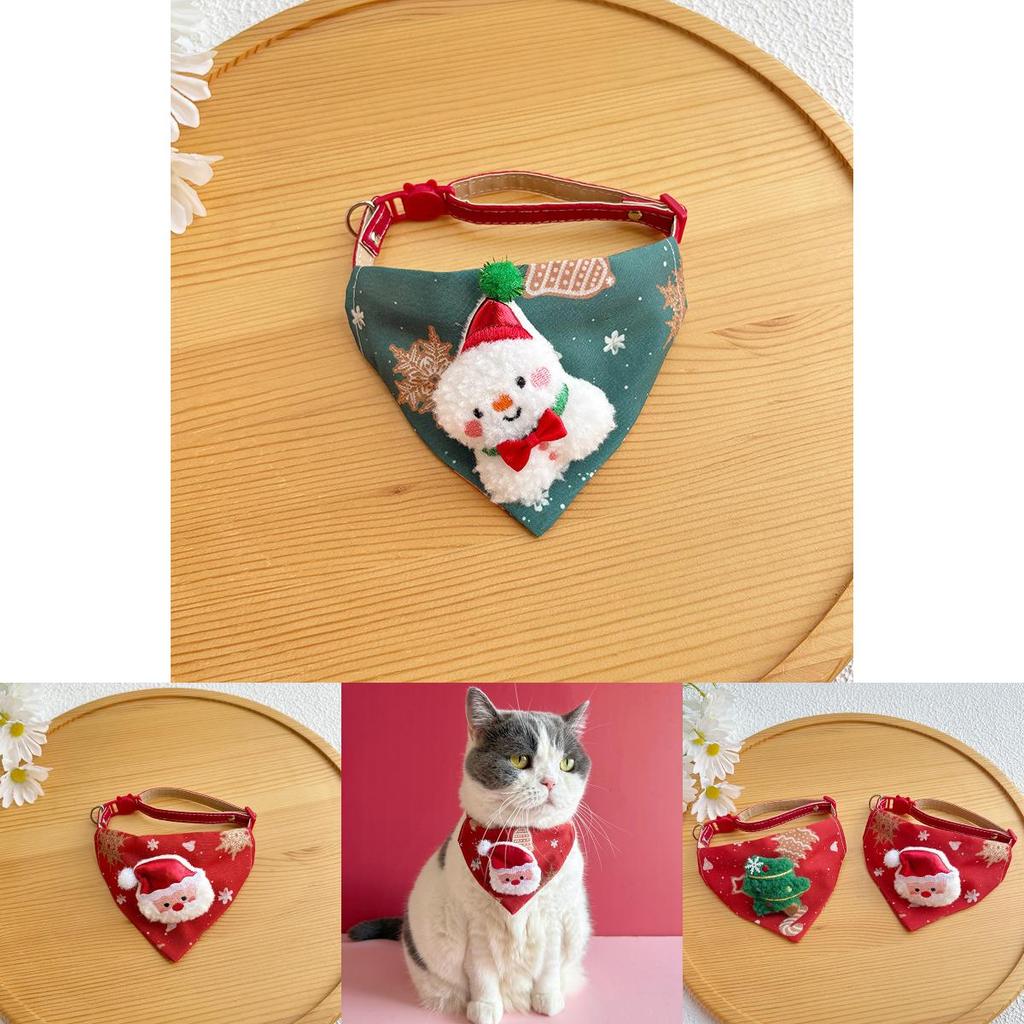 Weihnachts-Haustier-Dreieckstuch mit Weihnachtsmann-, Elch-, Schneemann-Design für Katzen und Hunde Winter-Feiertagsdekoration