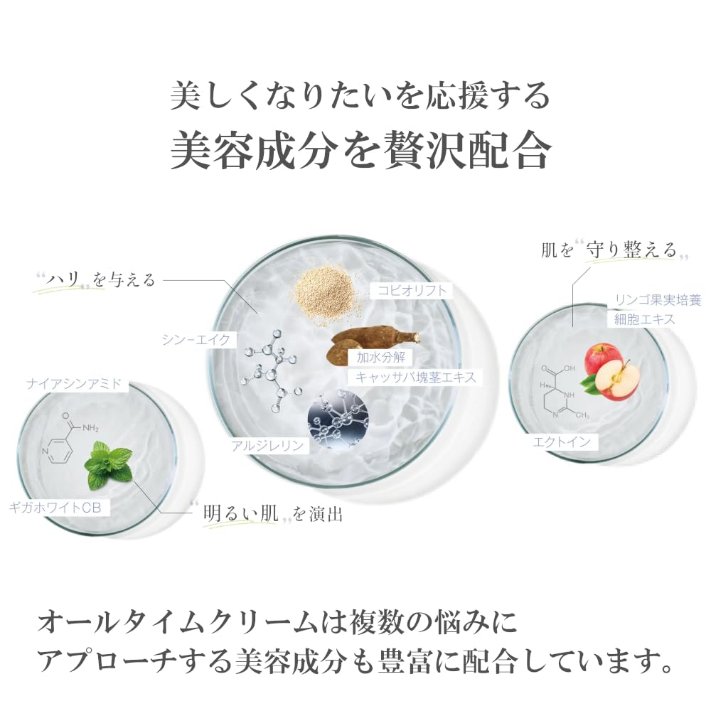 LUREAQU All-Time Cream 50g: Contains 5 Types of Collagen-compatible Peptides, 3 Types of Human-type Ceramides, and Hyaluronic Acid. Moisturizing