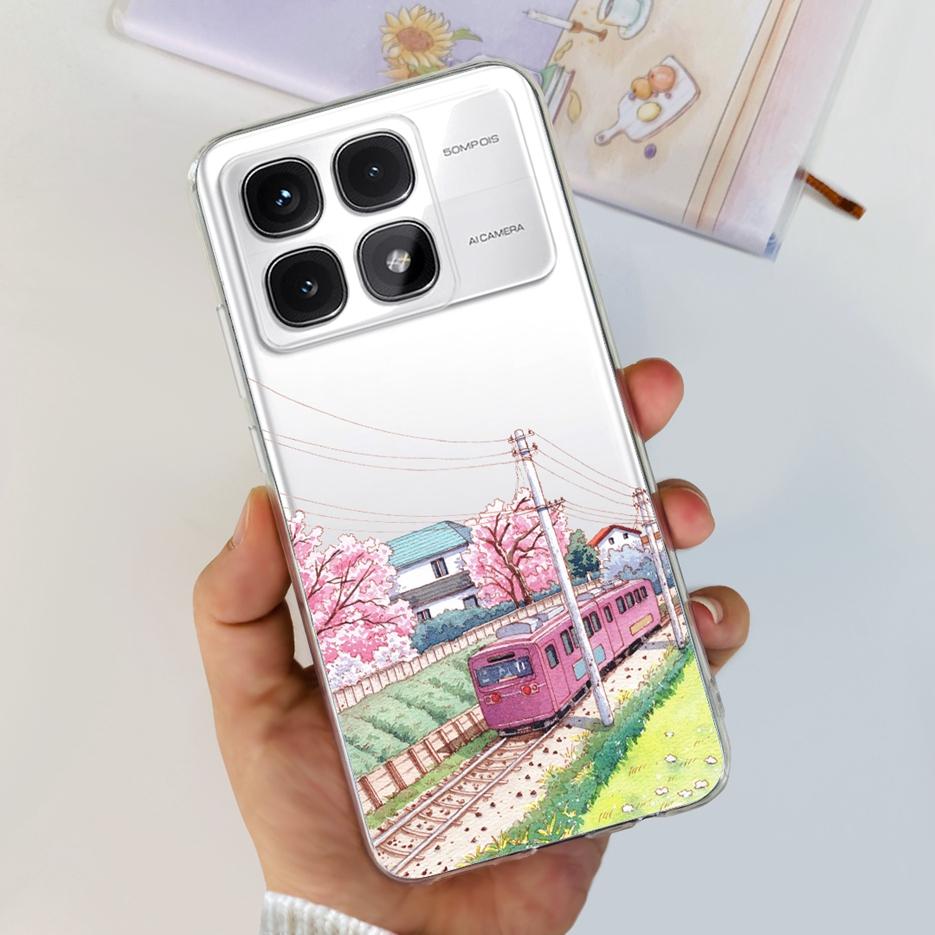 For Xiaomi 14T Pro Case Stylish Flowers Painted Cover 6.67'' Clear Silicone Phone Case For Xiaomi Mi 14T 14TPro Mi14T Soft Shell