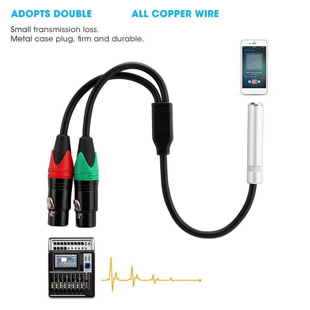 0.3M 24AWG Pure Copper Double Shield 6.35 Female To Dual XLR Female Audio Connecting Cable