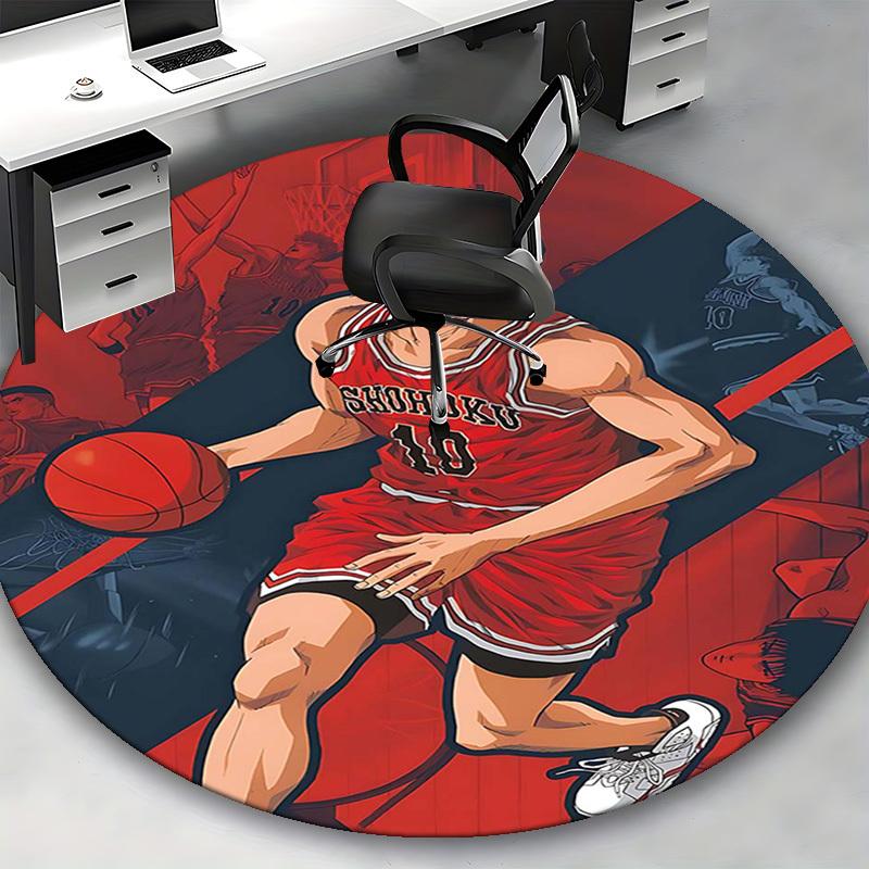 1pc Slam Dunk Anime Design Round Carpet - Shohoku 10 Chair Mat for Office, Home Decor
