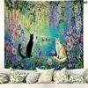 Cute Cat Wall Tapestry Aesthetic Wall Hanging Printed Fabric Blanket Decorative Tapestries for Bedroom Living Room Home Decor