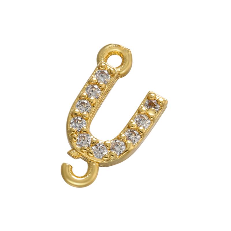CZ Crystal 26 Initial Letter A-Z Charms Gold Plated Brass Connector for Necklace Bracelet Jewelry Accessories :VD1114