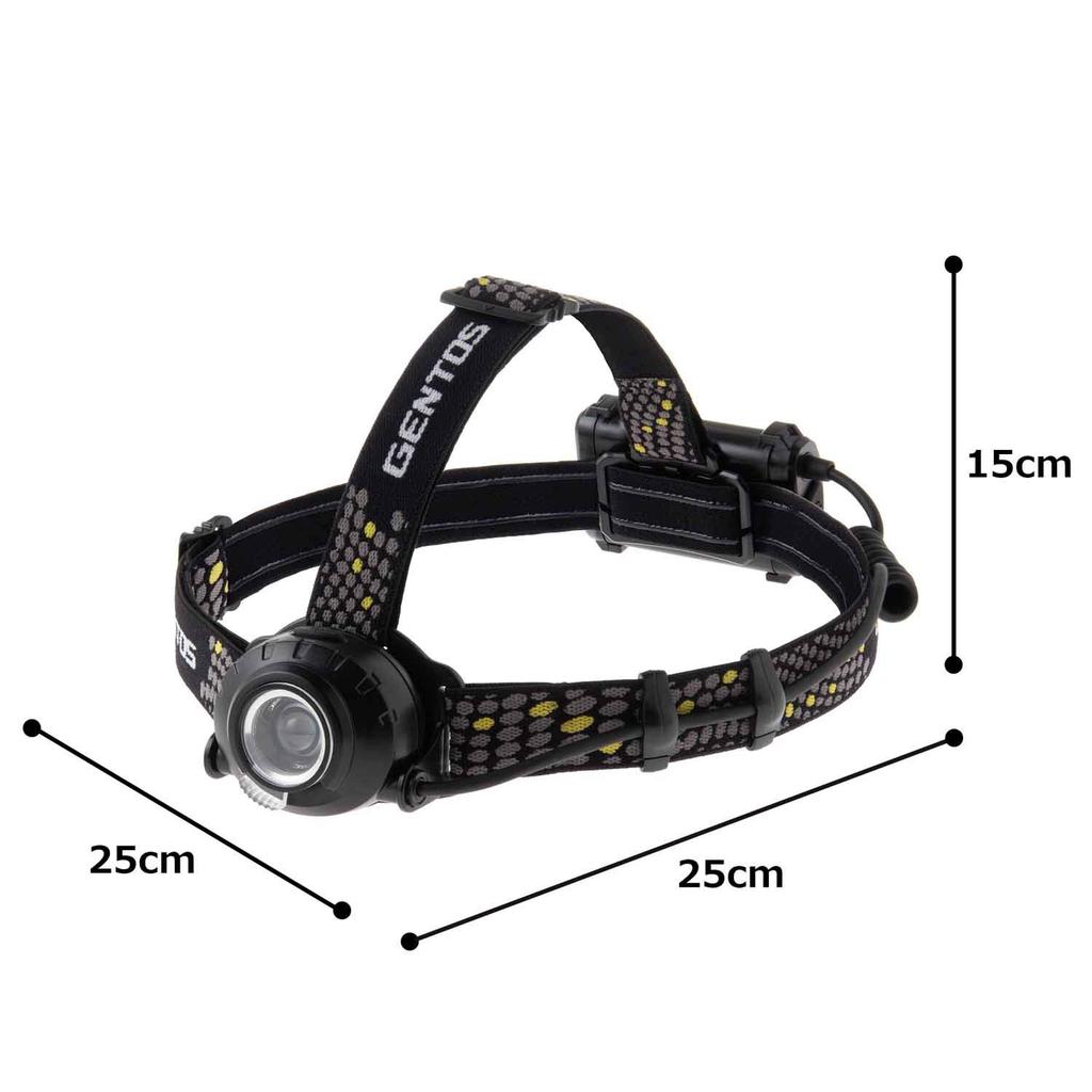 GENTOS LED USB 520 6 Hours of Operational Run Rear Recognition Requires a Rechargeable Battery or 3 AA Batteries ANSI Head W x D x H HLP-2103