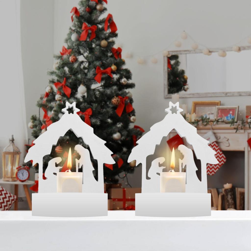 Hollow Out Nativity Candle Holder Silicone Mold DIY Gypsum Silhouette Night Light Decorative Ornament Resin Mold Craft