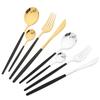 40pcs Black Gold Dinnerware Set Mirror Western Stainless Steel Cutlery Set Fork Knife Spoon Chopsticks Tableware Party Flatware