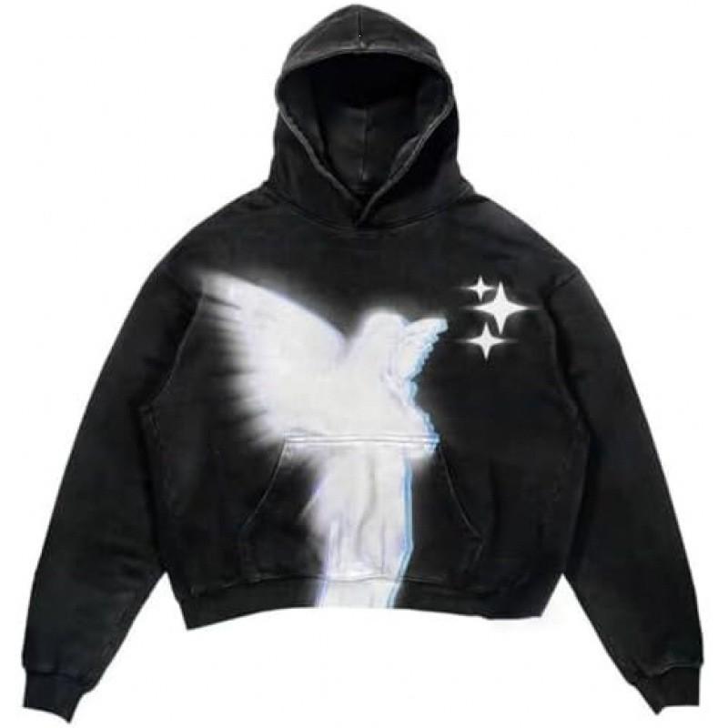 Amerikan Punk Kurukafa 3D Baskılı Kısa Kapüşonlu Sweatshirt Bol Kesim Erkek Kadın Sokak Giyimi