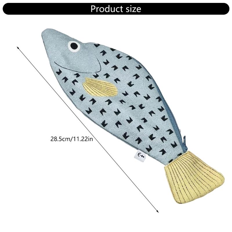Novelty Fish Pencil Case Multipurpose Pen Pouches Large Capacity Pencil Organiser Storage Bag For Students Adult Kid