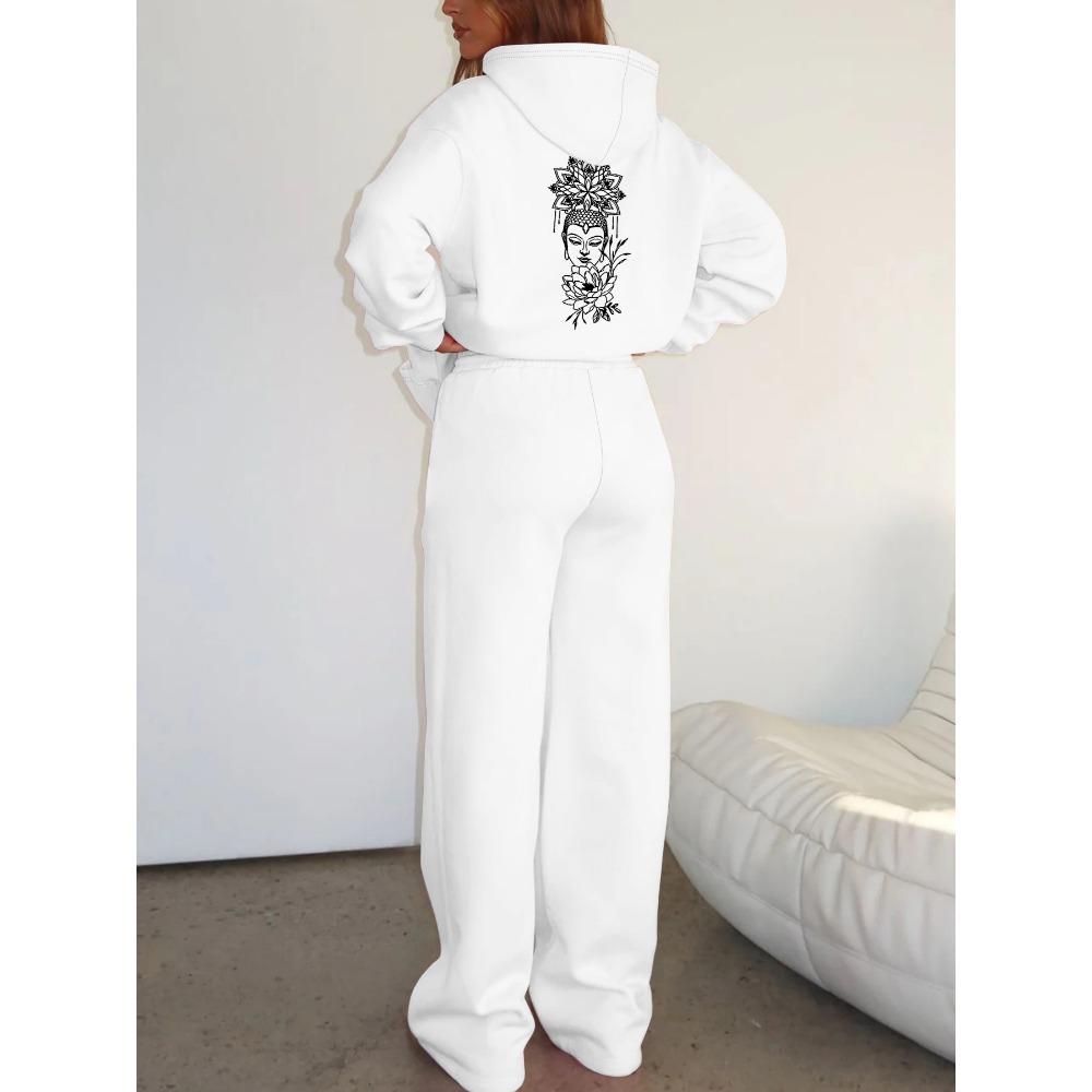 Women's Pullover and Wide Leg Sweatpants Set Are Fashionable and Comfortable Streetwear, Perfect for Autumn and Winter Women's Clothing
