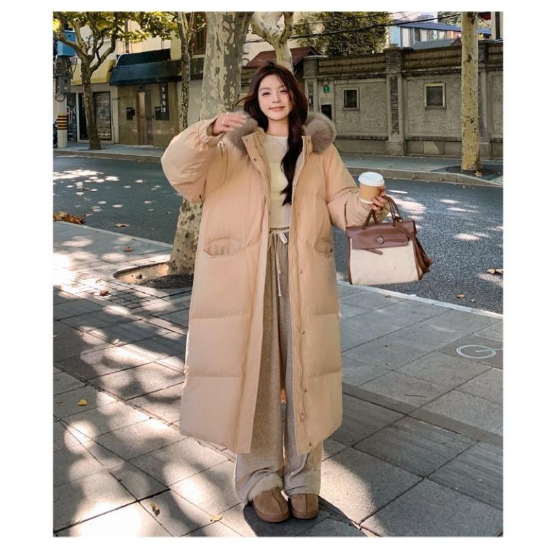 Manteau d'hiver épais à col en fourrure pour femme, taille L, longueur moyenne, coupe ample, rembourré en coton