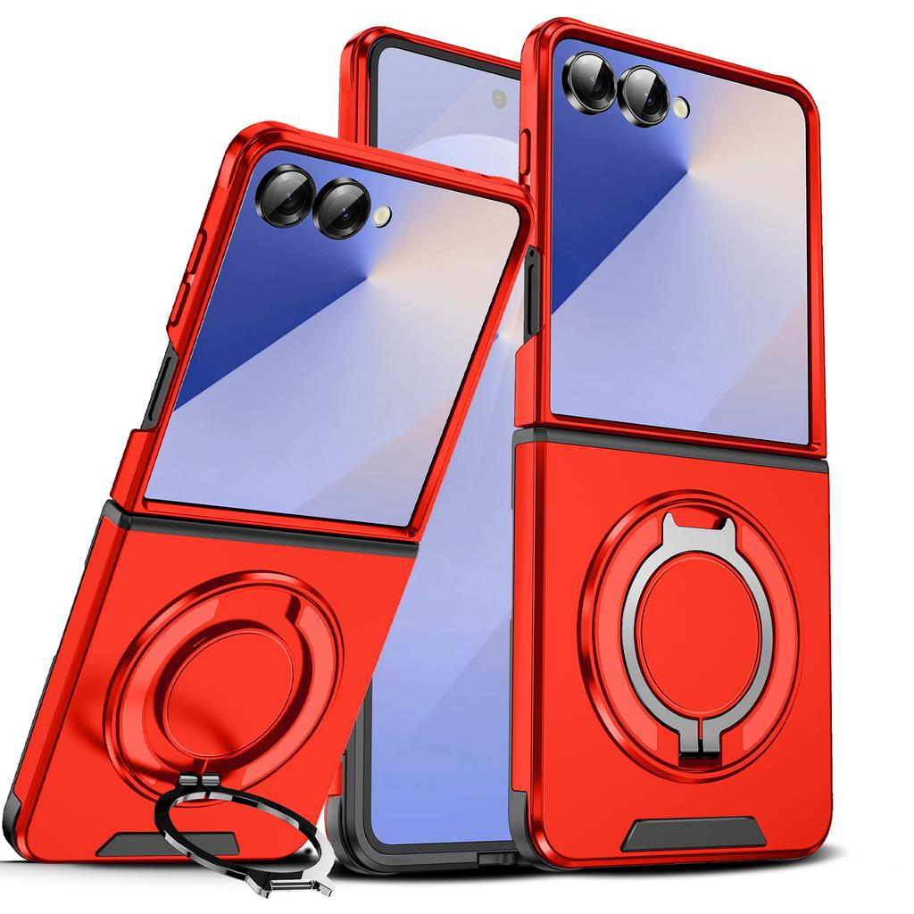 Luxury Armor Phone Case For Samsung Galaxy Z Flip7 Flip6 Fold6 Magnetic Bracket Holder Lens Protection Shockproof Cover