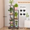 Wrought Iron Multi-Layer Tall Indoor Flower Stand for Living Room or Balcony