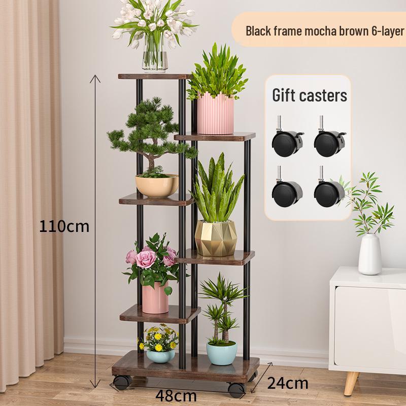 Wrought Iron Multi-Layer Tall Indoor Flower Stand for Living Room or Balcony