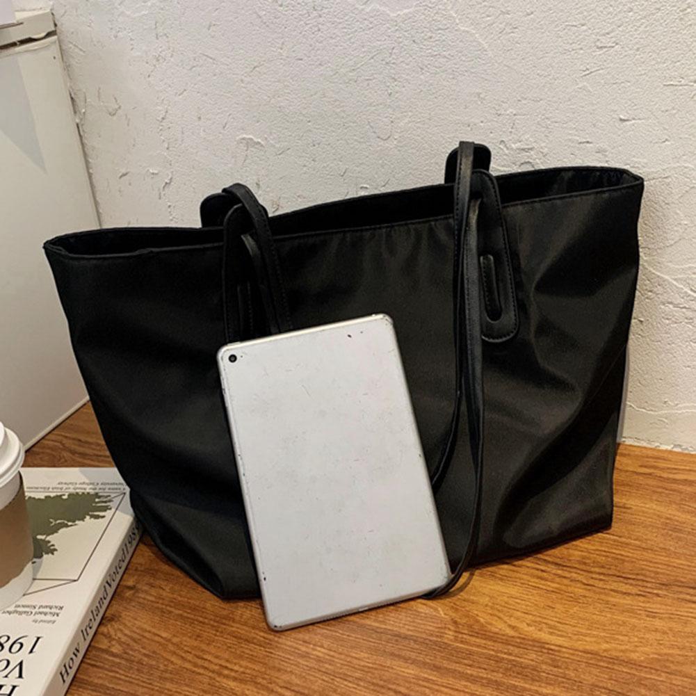 Tote Bag For Women Nylon Large Capacity Shoulder Bag With Zipper Underarm Bag Solid Color For Work Travel Shopping Shopper Bag