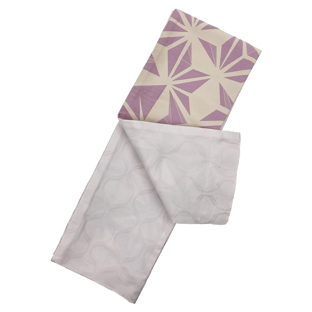 Kyoto Kimono Yuzen Reversible Half-Width Obi for Yukata (Light Purple (Hemp Leaf))