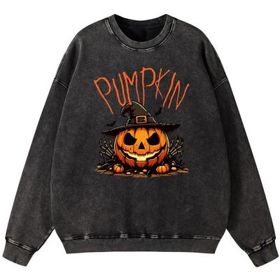 Dynia Halloween Dziewczyna Bawełniana Bluza Vintage Prana Prosta Oversize Cienka z Kapturem Hipsterska