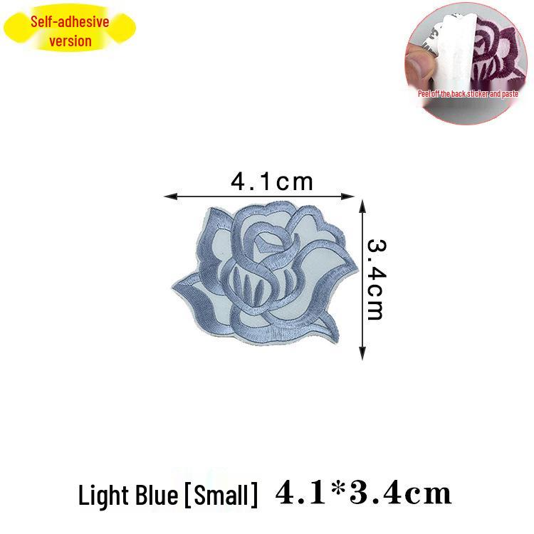 

Self-Adhesive Rose Embroidery Patch - Solid Color Decor for Clothing