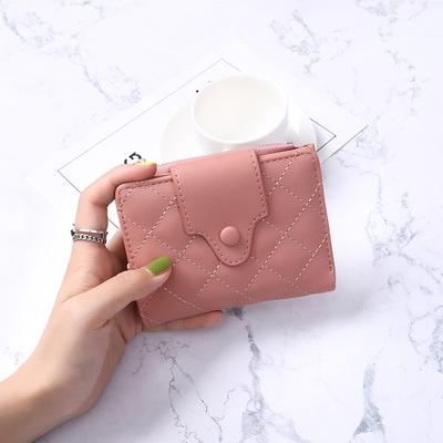 Wallet Women's Short 20% Off Solid Color Simple Rhombus Zipper Student Wallet Multi-card High-end Change Bag