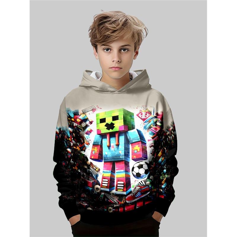 Modisches Bedrucktes Oberteil Lässiger Einfacher Pullover Lockere Hoodies Sweatshirts Jungen