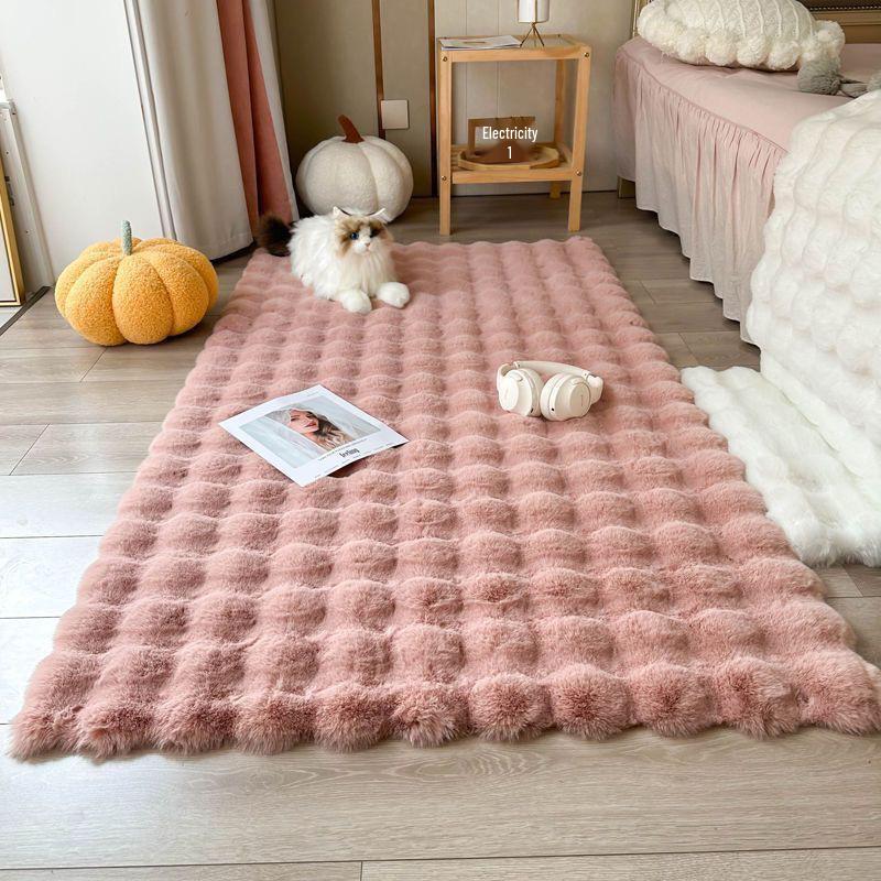 Anti-Rabbit Fur Bubble Fleece Rugs and Cushions for Sofa, Bedside, and Coffee Table