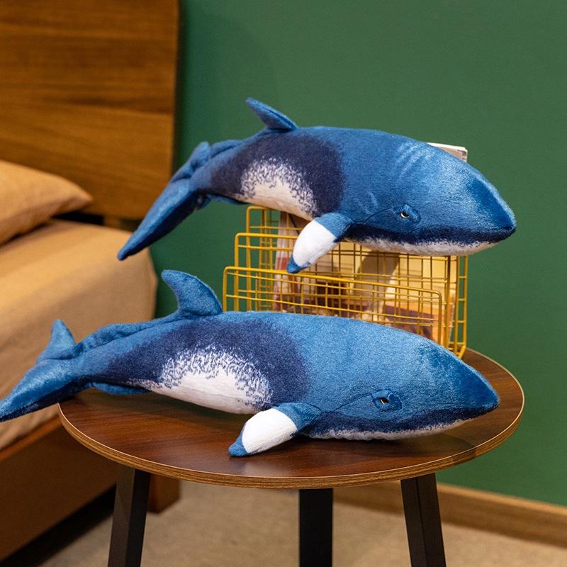 Simulated Whale Throw Pillow Plush Toy Doll Blue Whale Doll Boy Accompanies Soothing Doll