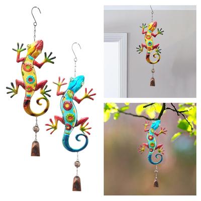 Stained Glass Gecko Wind Chime Sturdy Antique for Courtyard Outdside Porch