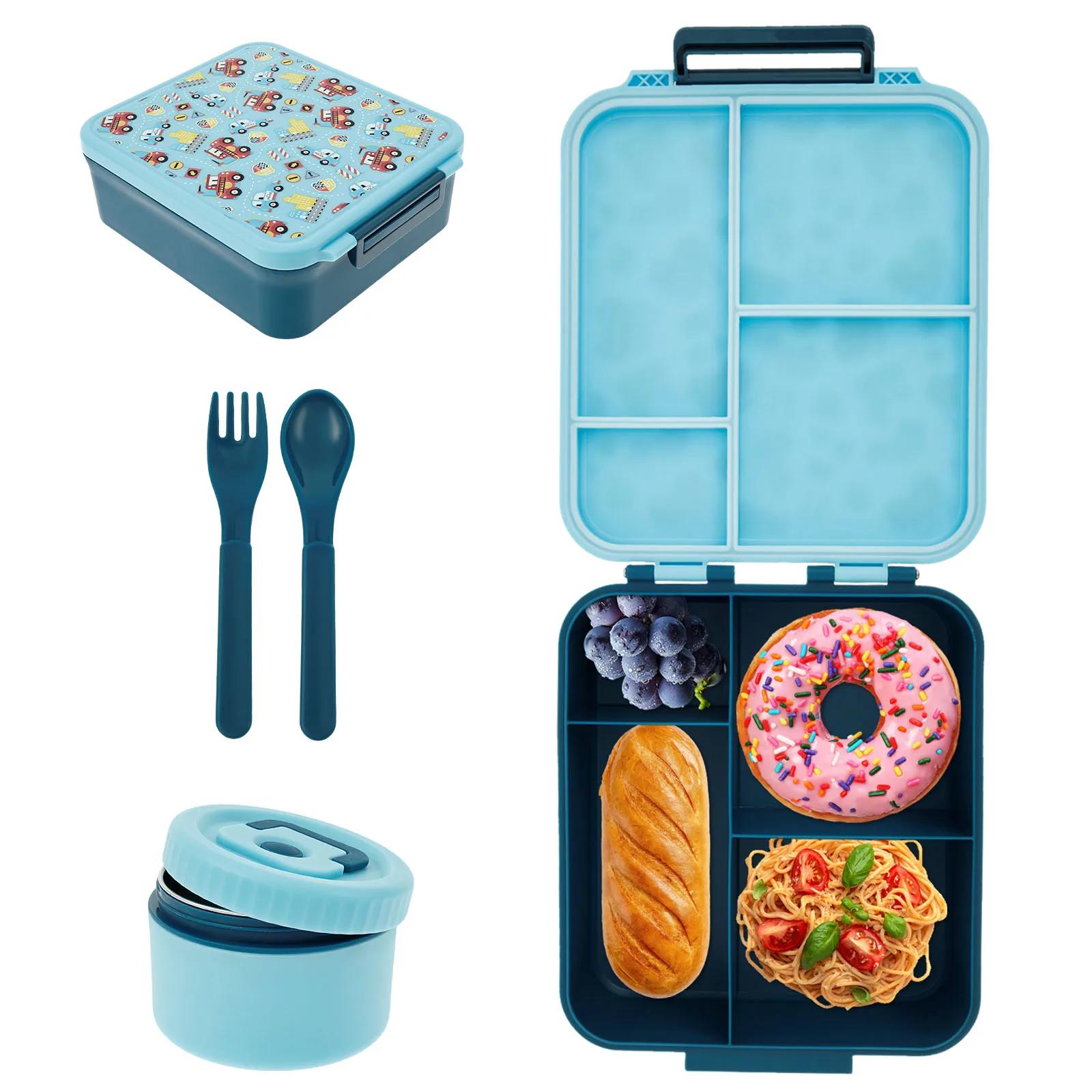 

Food Box with Insulated 300ml Soup Jar and Utensils Leakproof Food StorageContainer with Compartments for Kids Toddlers Adults